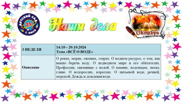 Тема недели с 14.10 - 20.10"Всё о воде" Тема недели с 14.10 - 20.10"Всё о воде".