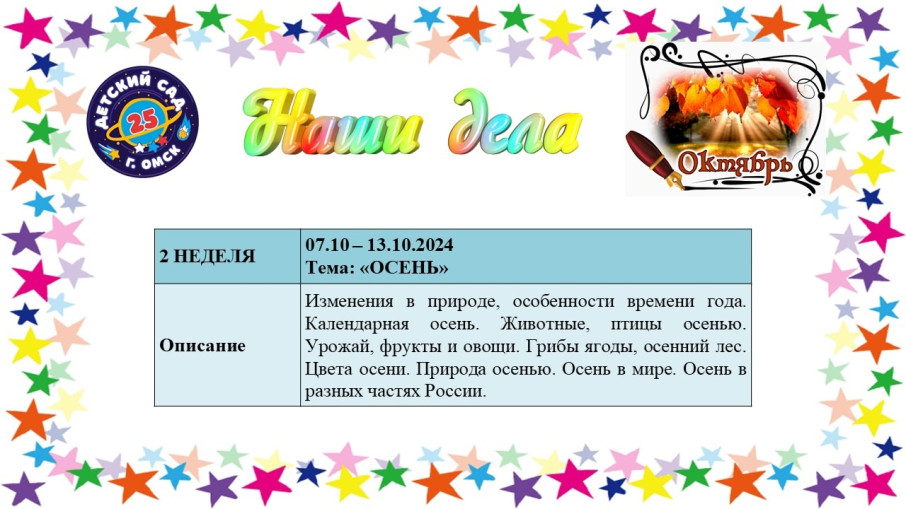 Тема недели с 07.10-13.10 "Осень" Тема недели с 07.10-13.10 "Осень".